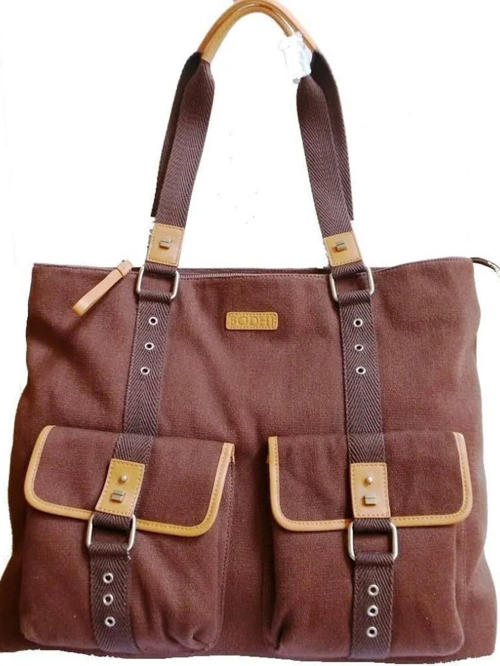 Bodhi Army North South Tote Bag in Chocolate Brown Canvas